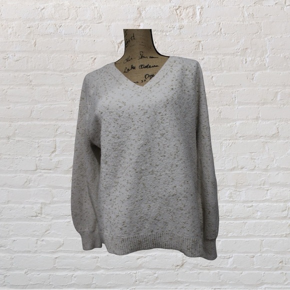 Loft V-Neck Sweater - White/Gold - Picture 1 of 5